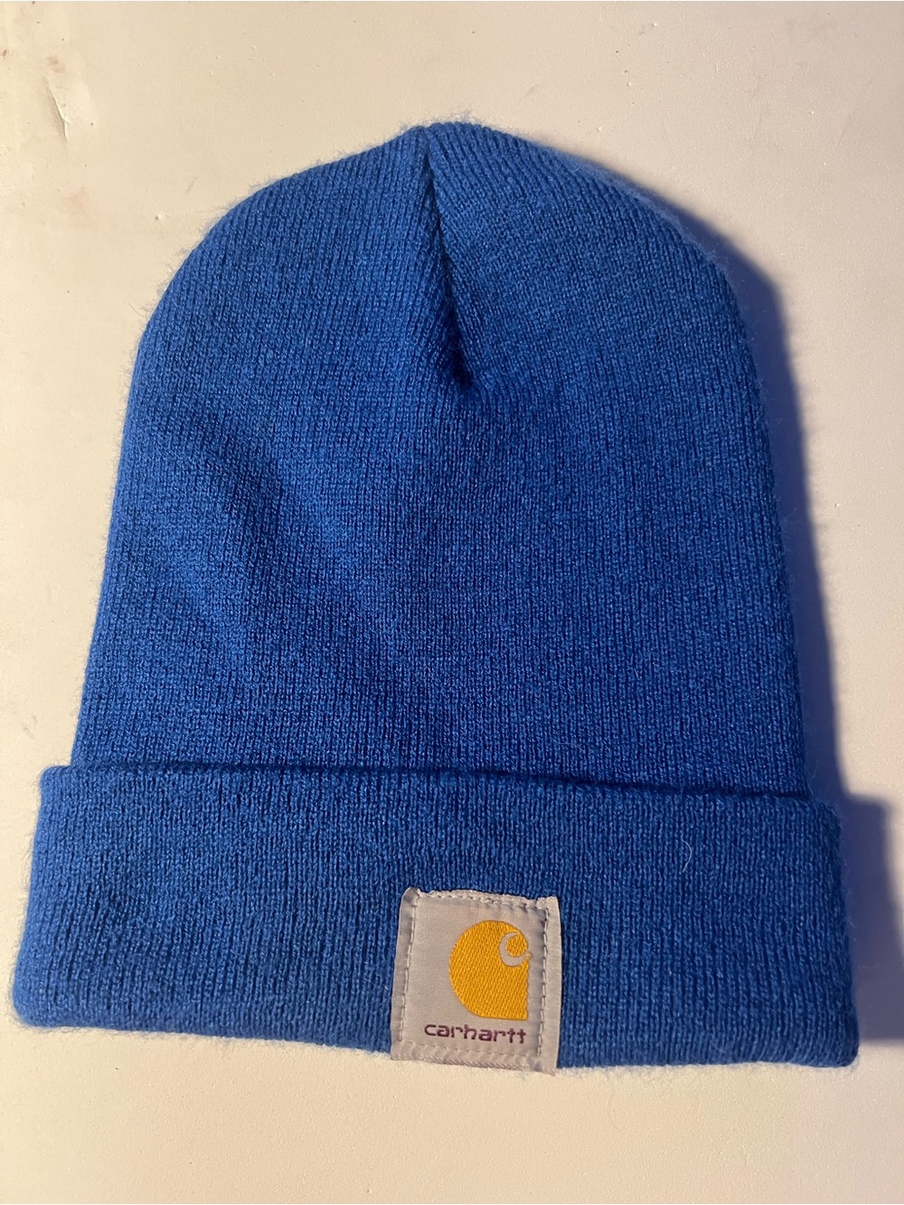Carhartt Cuffed Beanie in Royal Blue with Yellow Logo